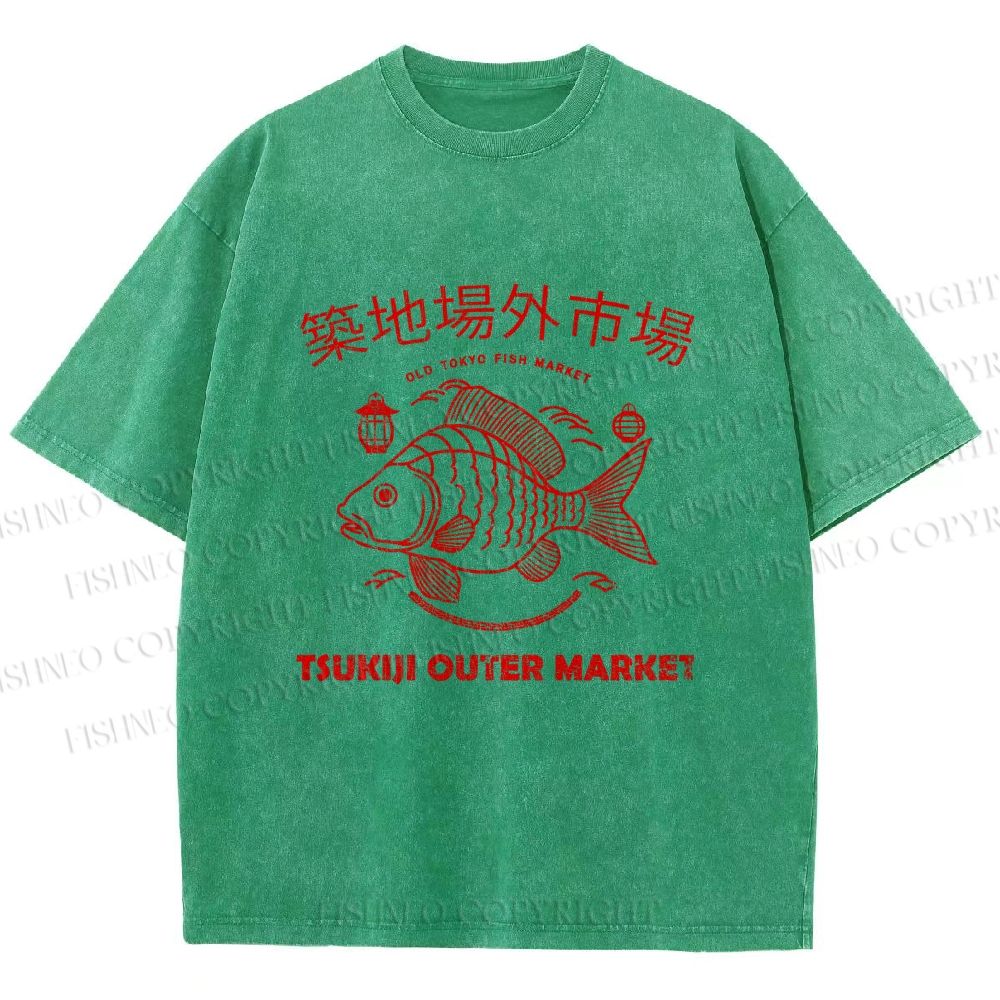 Unisex Tsukiji Outer Market Printed Washed Tee