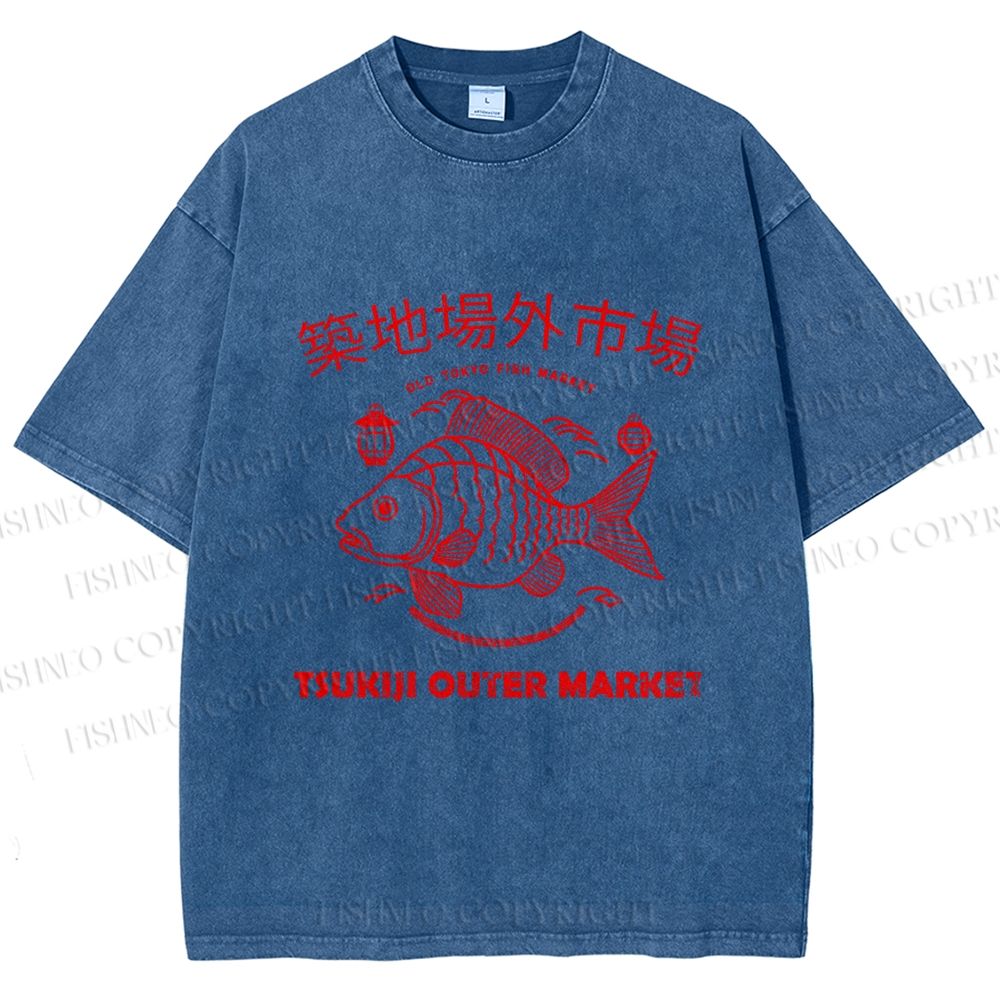Unisex Tsukiji Outer Market Printed Washed Tee