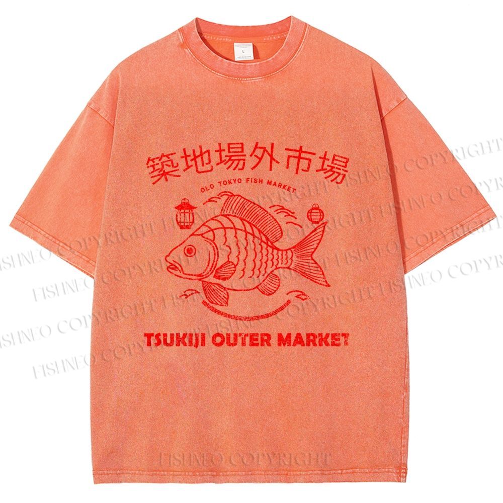 Unisex Tsukiji Outer Market Printed Washed Tee