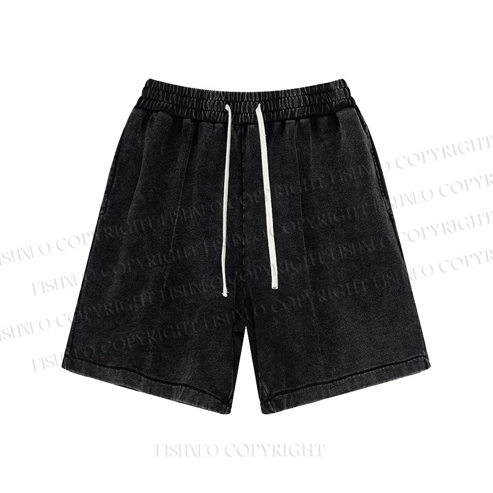 Unisex Solid Color Washed Shorts