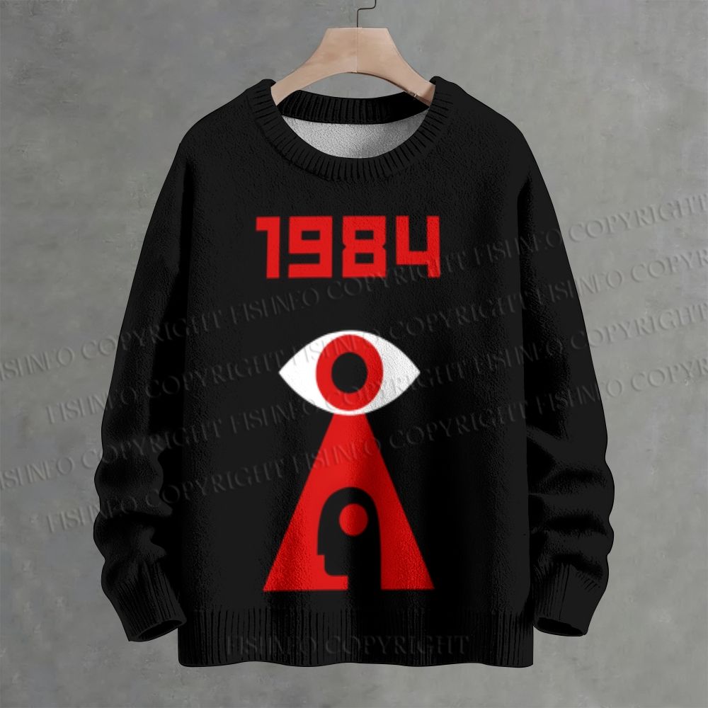 Bauhaus Geometric Eyes  Crew Neck Sweater