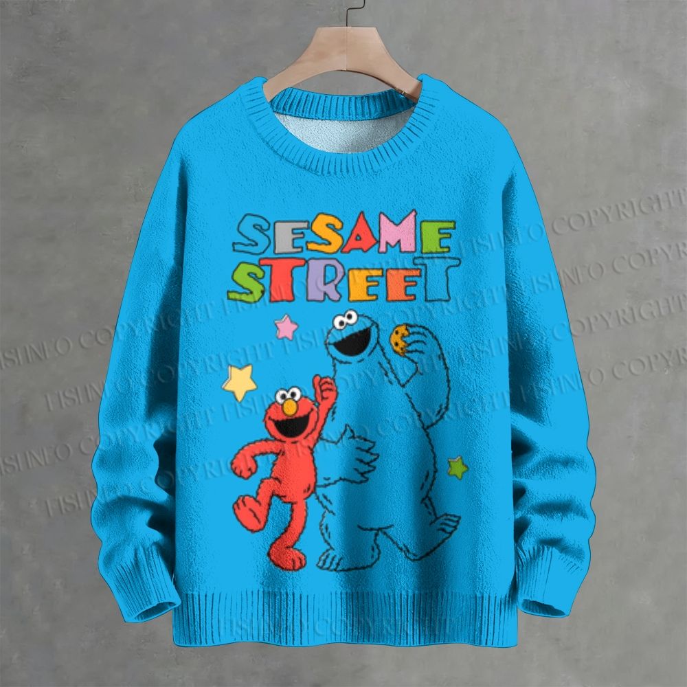 Sesame Street Elmo Cookie Monster Crew Neck Sweater