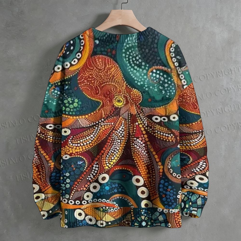 Aboriginal Dot Art Octopus  Crew Neck Sweater