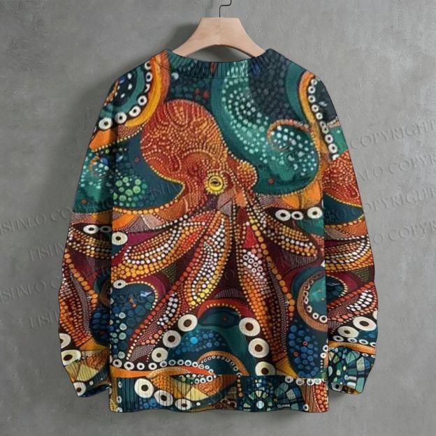 Aboriginal Dot Art Octopus  Crew Neck Sweater