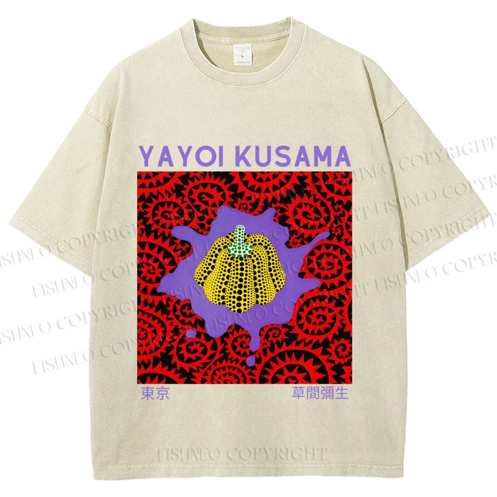 Unisex Yayoi Kusama Pumpkin Printed Washed Tee