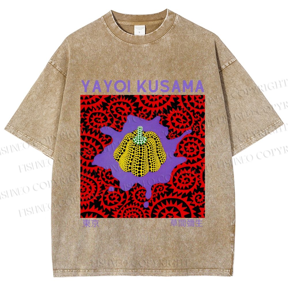 Unisex Yayoi Kusama Pumpkin Printed Washed Tee