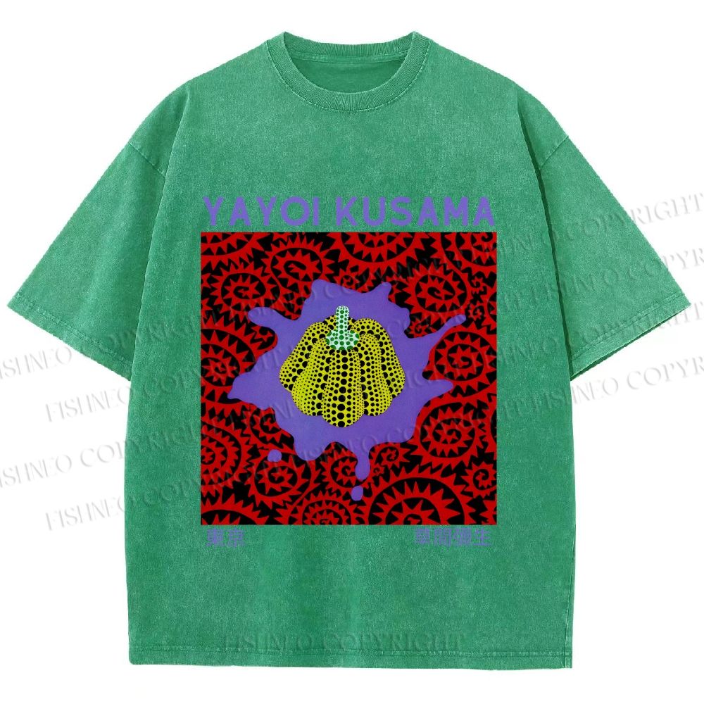 Unisex Yayoi Kusama Pumpkin Printed Washed Tee