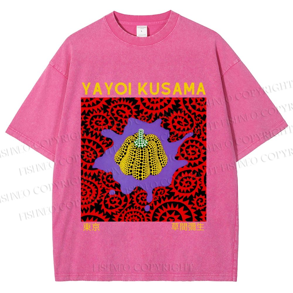 Unisex Yayoi Kusama Pumpkin Printed Washed Tee