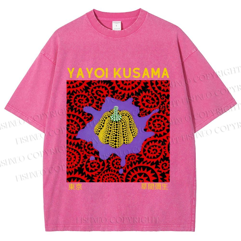 Unisex Yayoi Kusama Pumpkin Printed Washed Tee