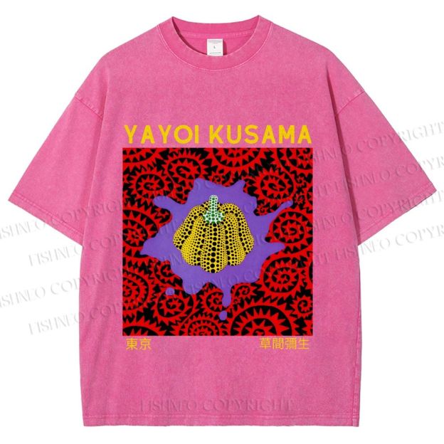 Unisex Yayoi Kusama Pumpkin Printed Washed Tee