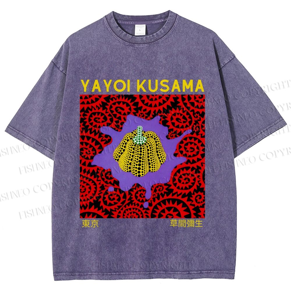 Unisex Yayoi Kusama Pumpkin Printed Washed Tee