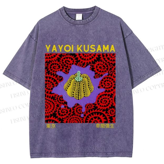 Unisex Yayoi Kusama Pumpkin Printed Washed Tee