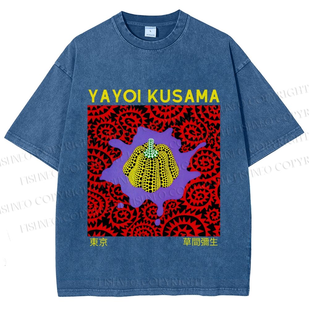 Unisex Yayoi Kusama Pumpkin Printed Washed Tee