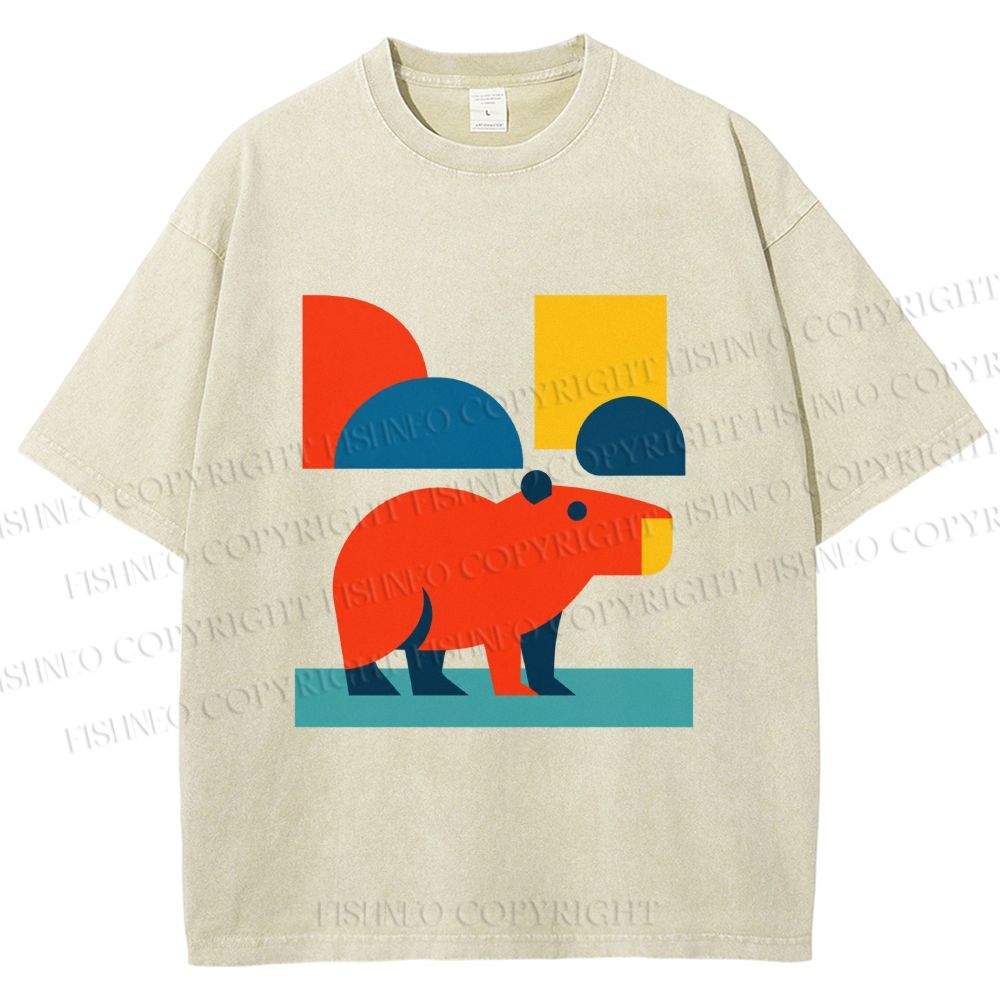 Unisex Bauhaus Capybara Printed Washed Tee