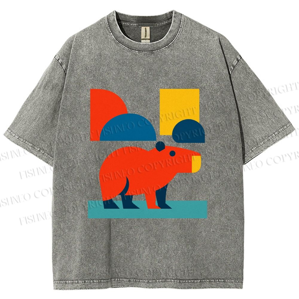Unisex Bauhaus Capybara Printed Washed Tee