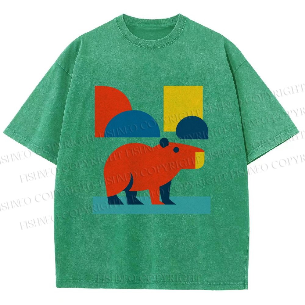 Unisex Bauhaus Capybara Printed Washed Tee