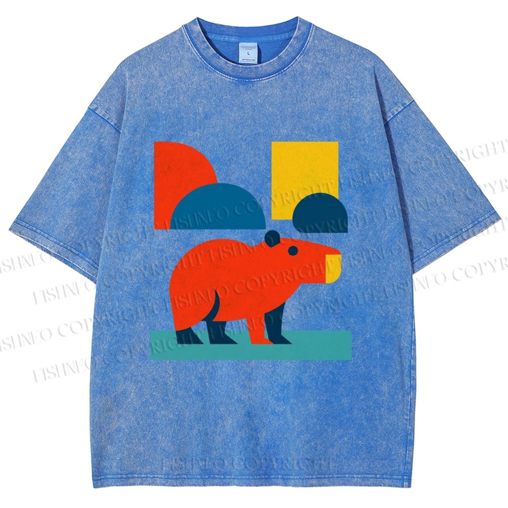 Unisex Bauhaus Capybara Printed Washed Tee