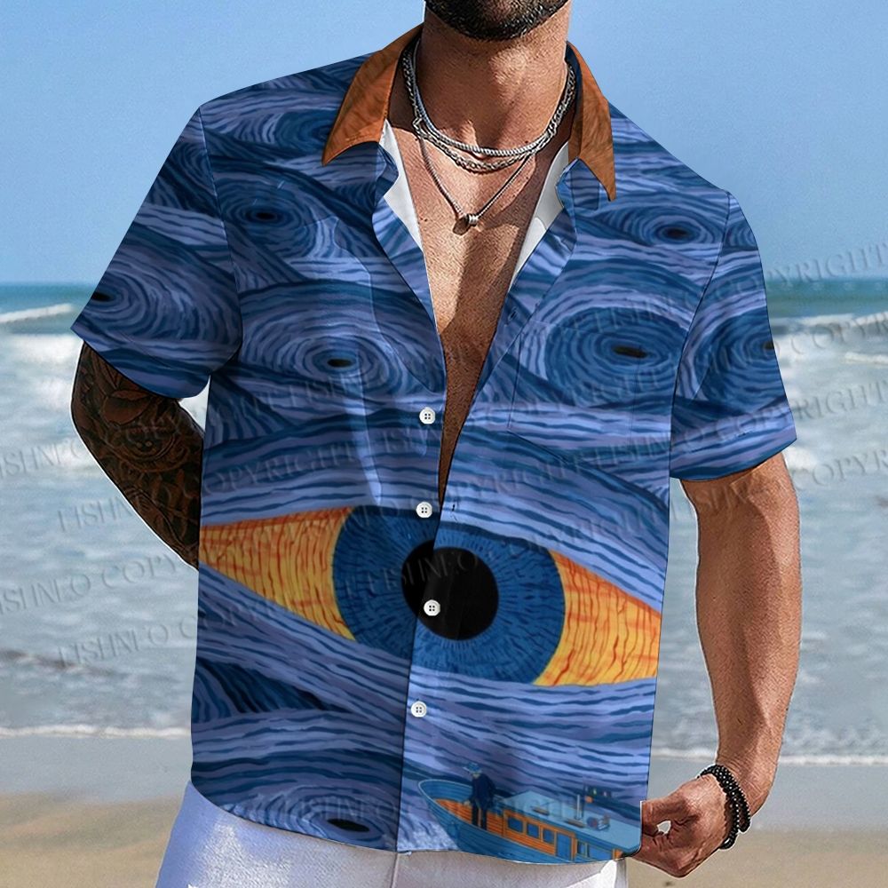 Starry Night Big Eye Surreal  Hawaiian Shirt