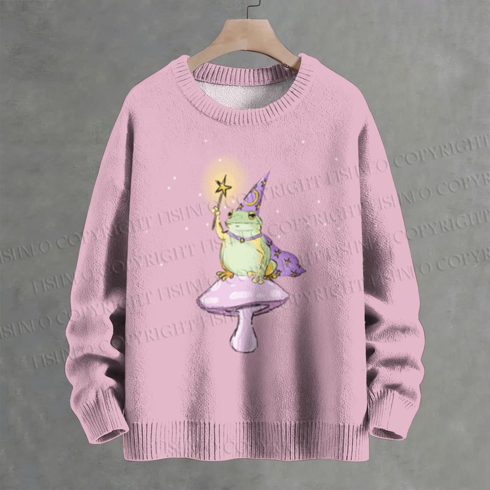 Wizard Frog On Magic Mushroom Crew Neck Sweater
