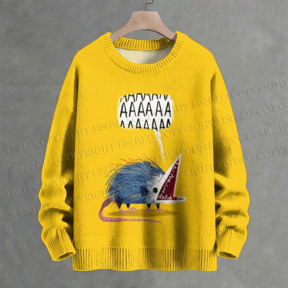 Screaming Opossum Funny Meme Crew Neck Sweater