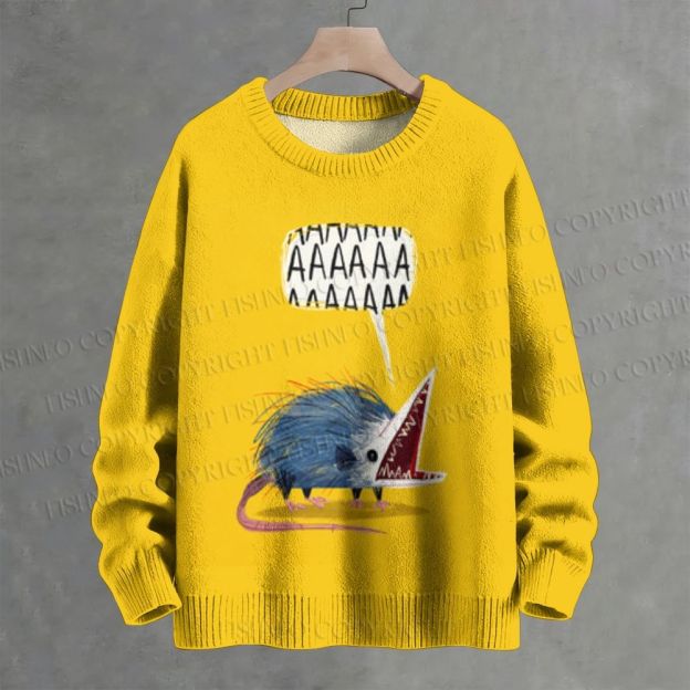 Screaming Opossum Funny Meme Crew Neck Sweater