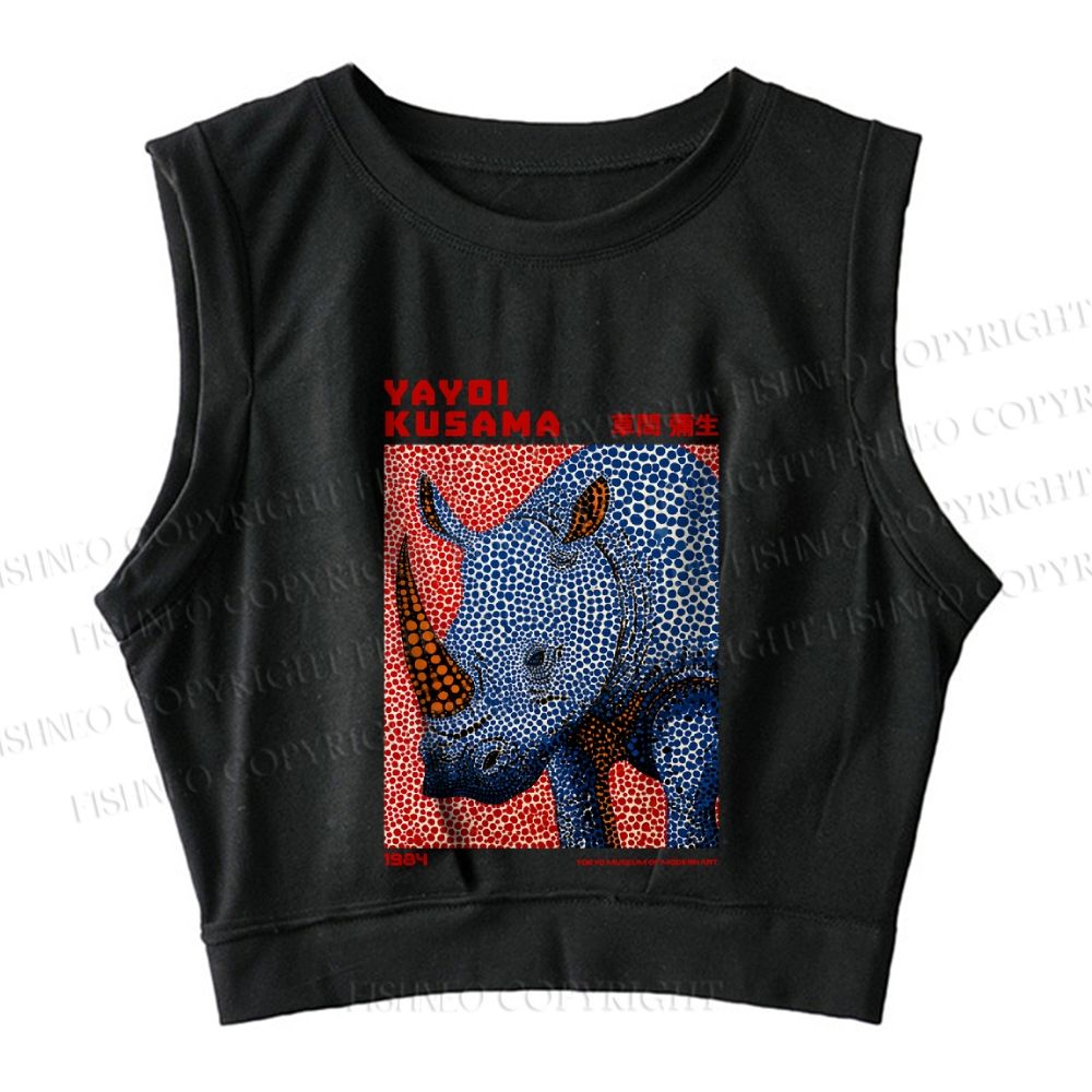 Yayoi Kusama Blue Rhino Sleeveless Crop Tops