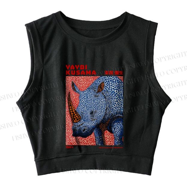Yayoi Kusama Blue Rhino Sleeveless Crop Tops