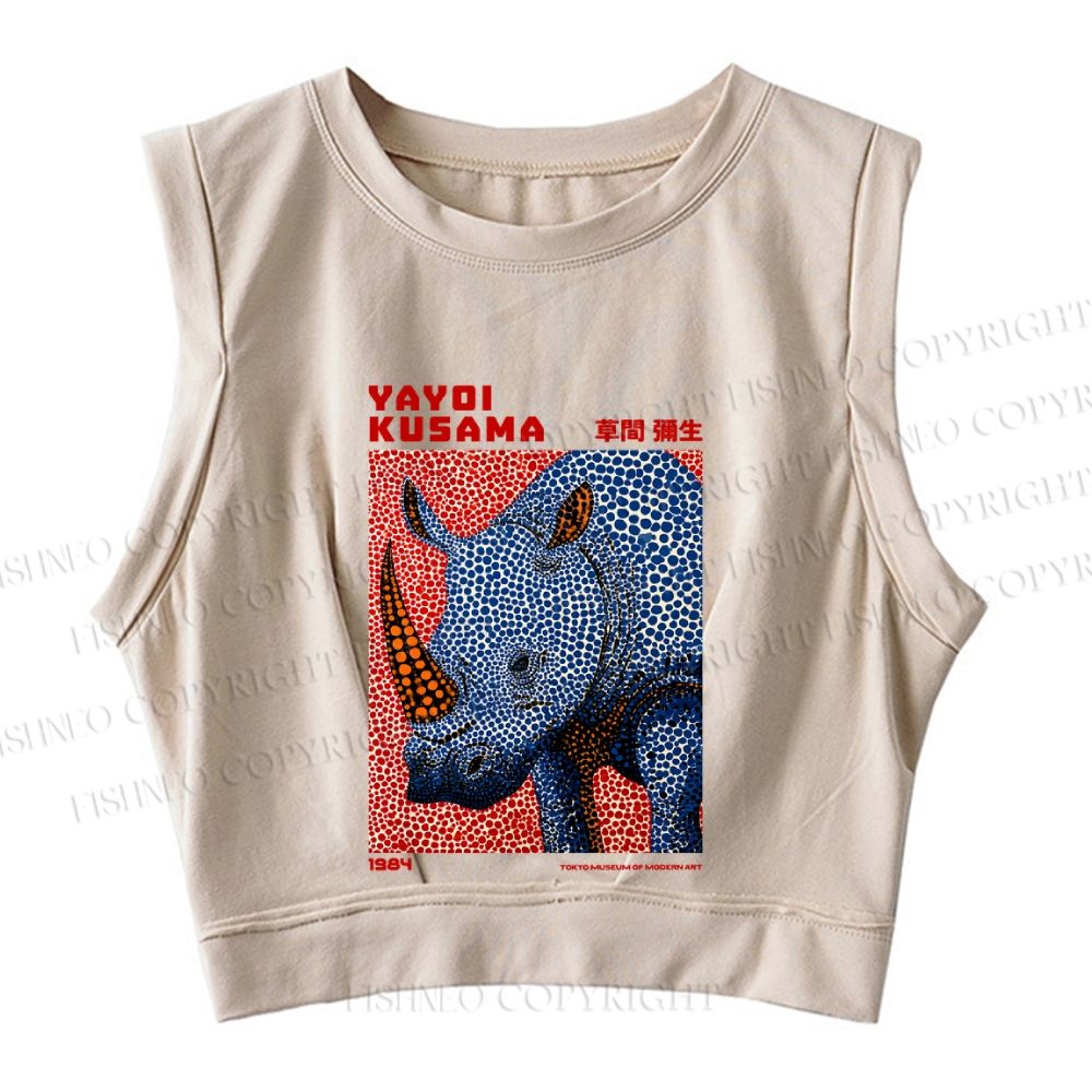 Yayoi Kusama Blue Rhino Sleeveless Crop Tops