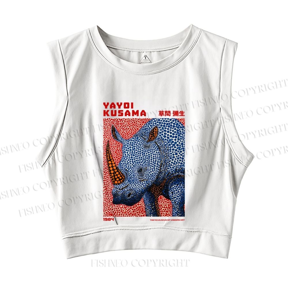 Yayoi Kusama Blue Rhino Sleeveless Crop Tops