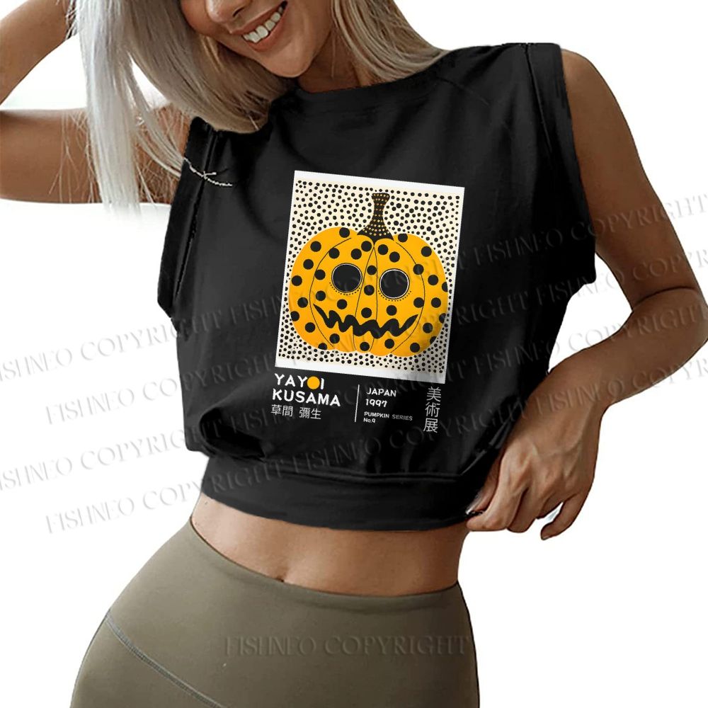 Yayoi Kusama Halloween Pumpkin Sleeveless Crop Tops