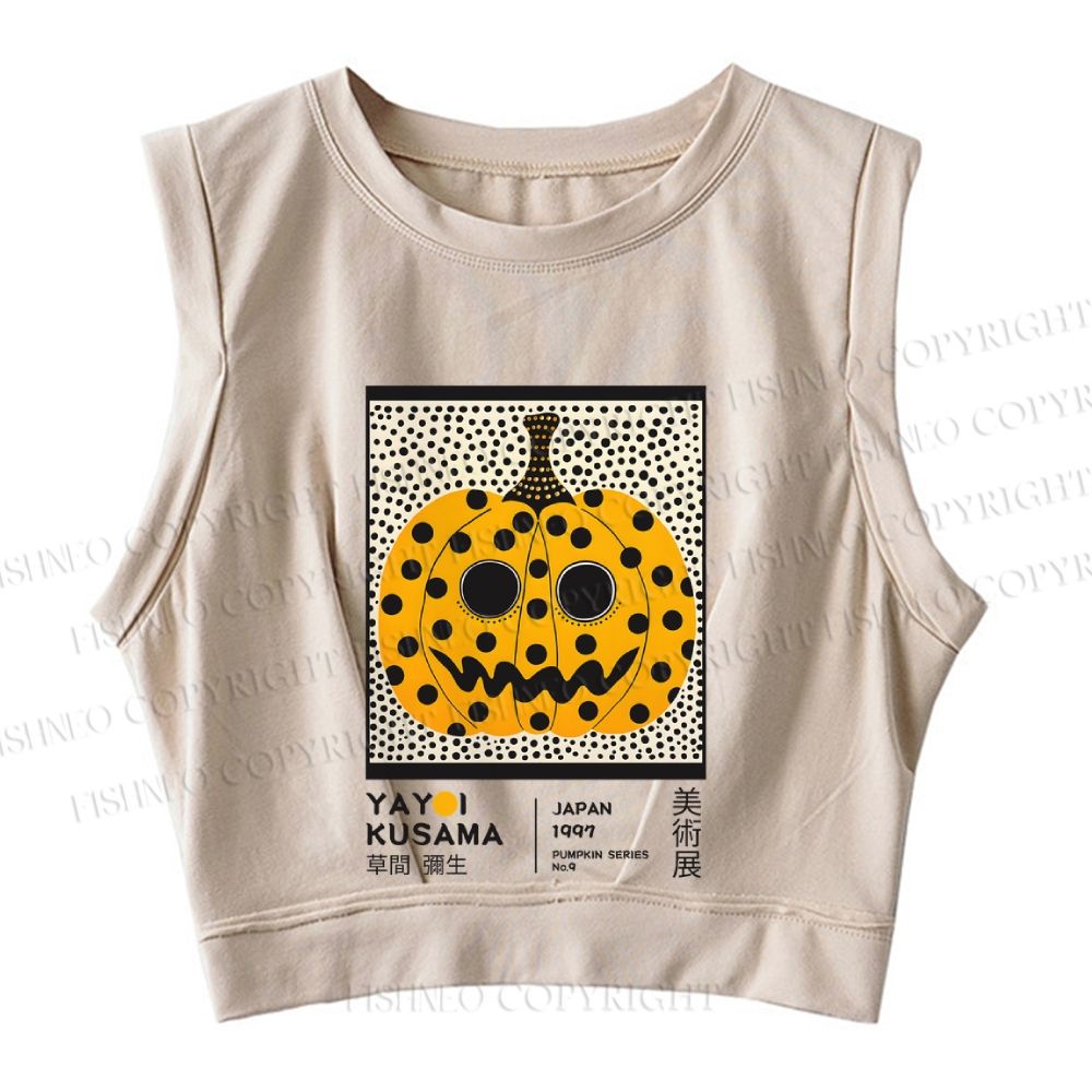 Yayoi Kusama Halloween Pumpkin Sleeveless Crop Tops