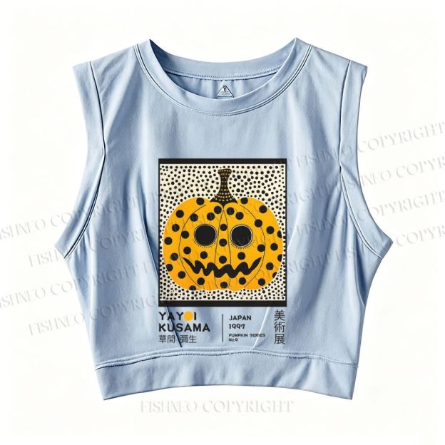 Yayoi Kusama Halloween Pumpkin Sleeveless Crop Tops