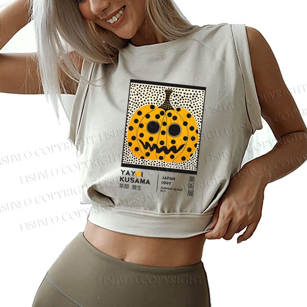 Yayoi Kusama Halloween Pumpkin Sleeveless Crop Tops