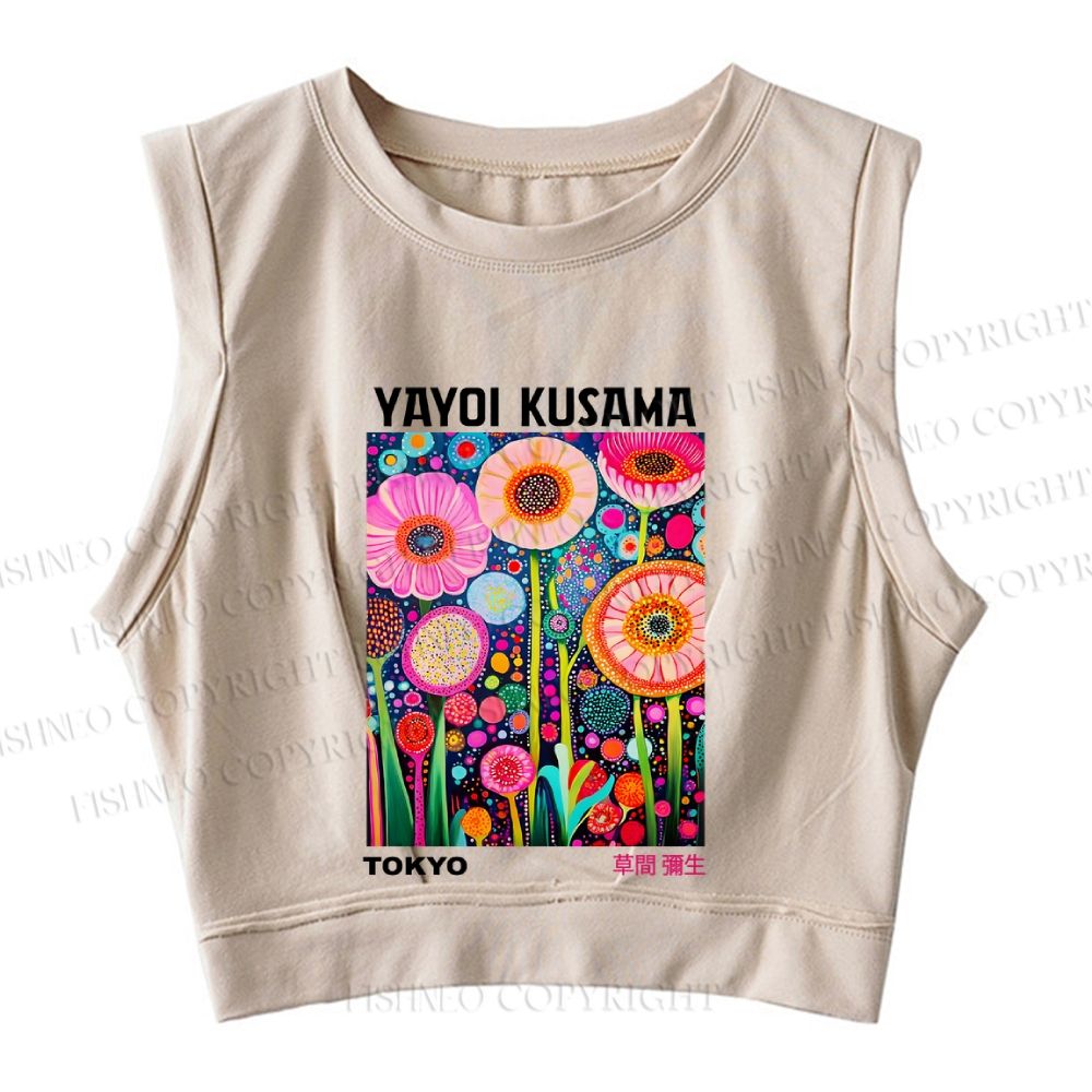 Yayoi Kusama Flower Sleeveless Crop Tops