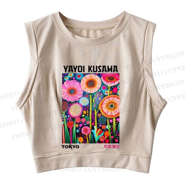 Yayoi Kusama Flower Sleeveless Crop Tops