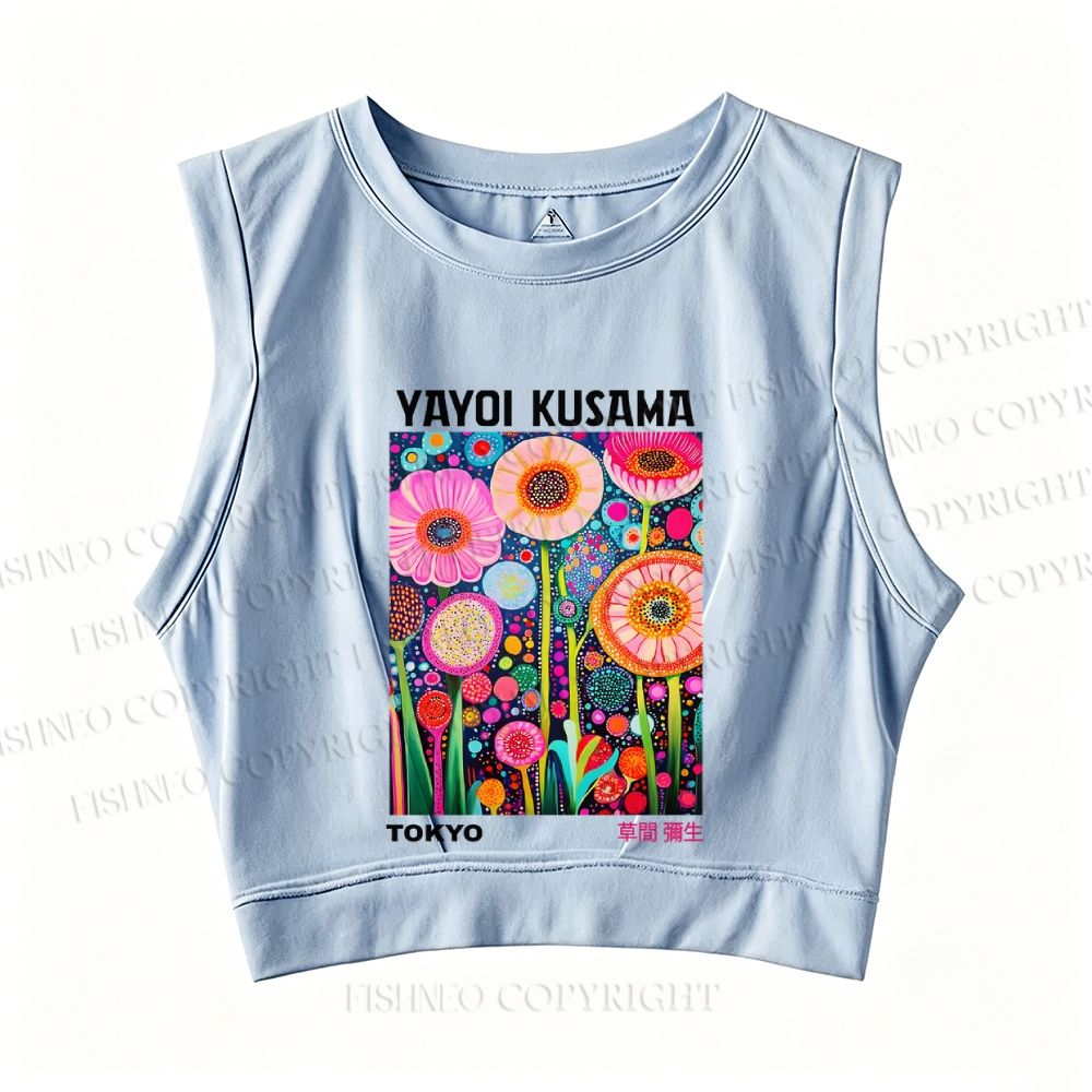 Yayoi Kusama Flower Sleeveless Crop Tops
