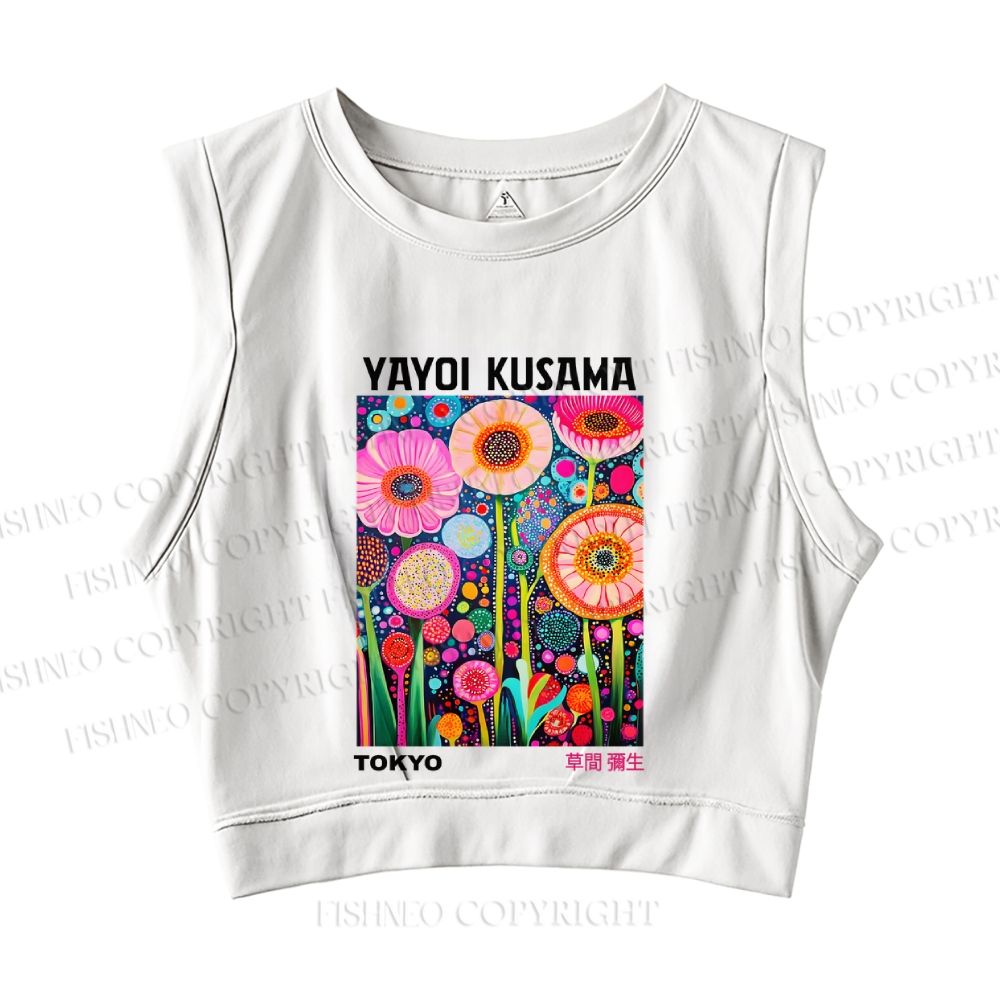 Yayoi Kusama Flower Sleeveless Crop Tops