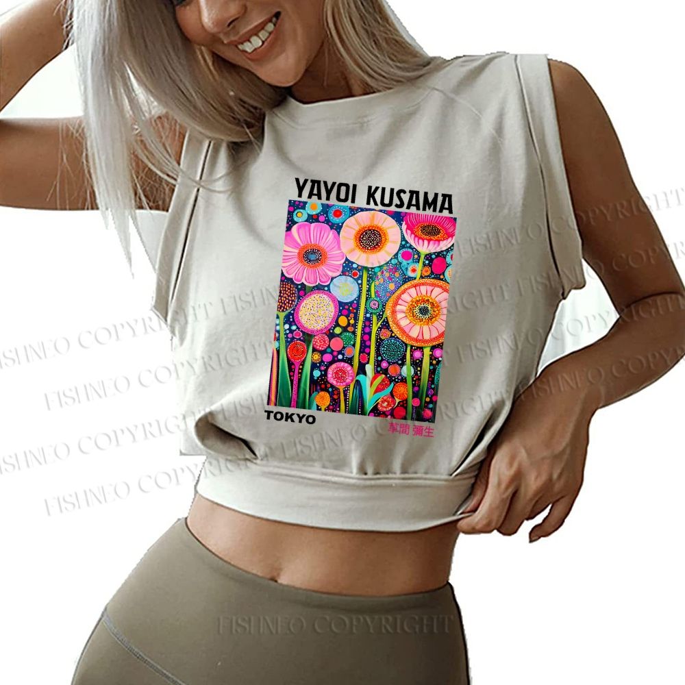 Yayoi Kusama Flower Sleeveless Crop Tops