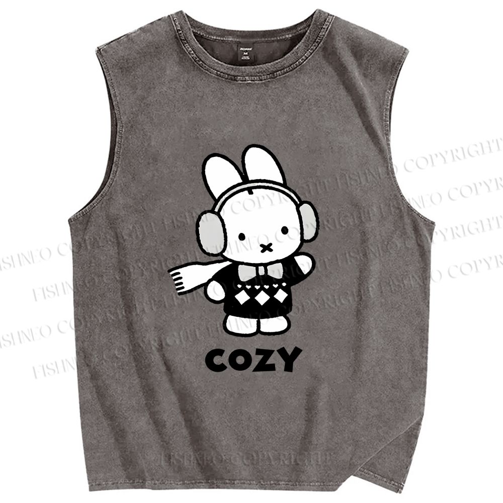 Unisex Miffy in Cozy Winter Printed Washed Tank Top