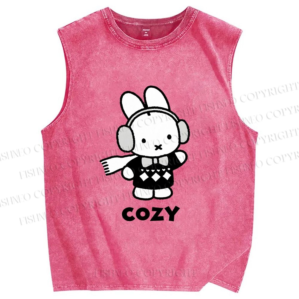 Unisex Miffy in Cozy Winter Printed Washed Tank Top