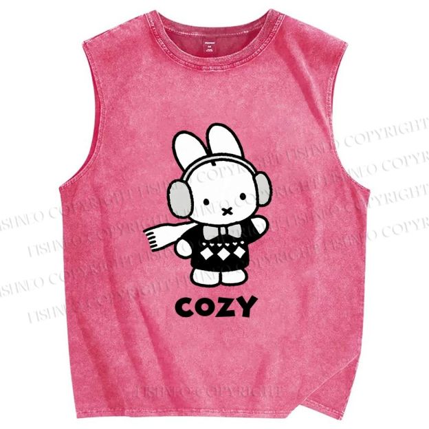 Unisex Miffy in Cozy Winter Printed Washed Tank Top