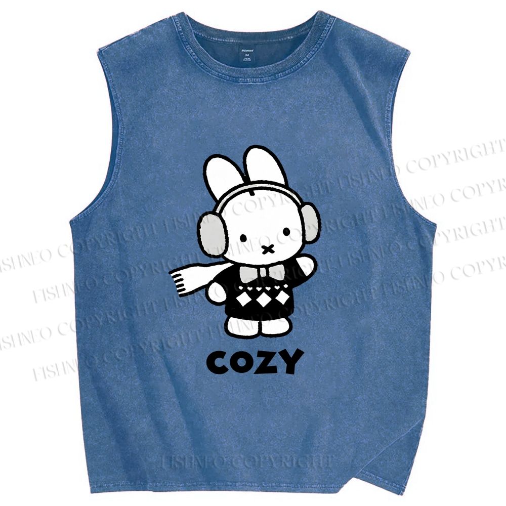 Unisex Miffy in Cozy Winter Printed Washed Tank Top