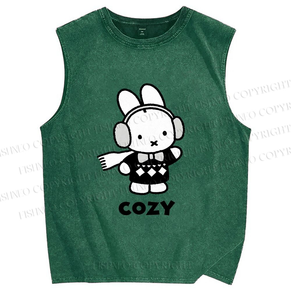 Unisex Miffy in Cozy Winter Printed Washed Tank Top