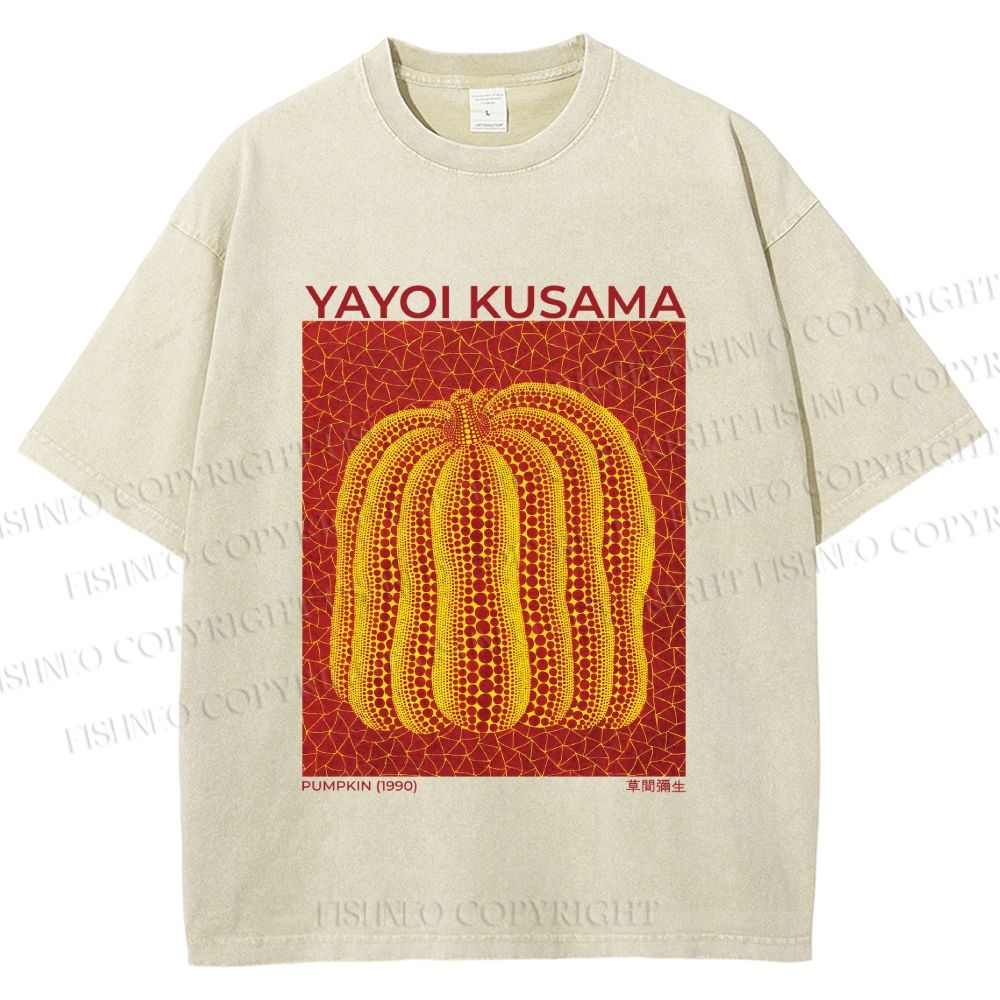 Unisex Yayoi Kusama Pumpkin Printed Washed Tee
