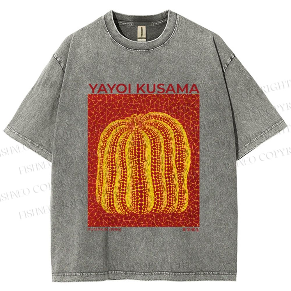 Unisex Yayoi Kusama Pumpkin Printed Washed Tee