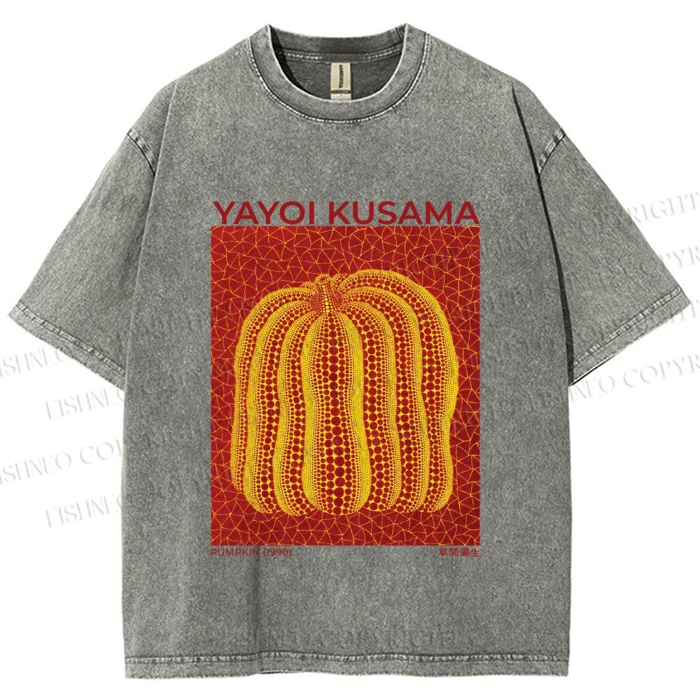 Unisex Yayoi Kusama Pumpkin Printed Washed Tee