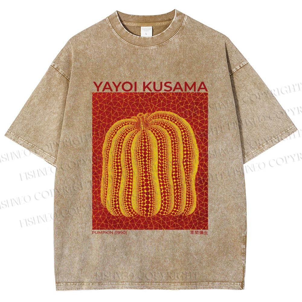 Unisex Yayoi Kusama Pumpkin Printed Washed Tee