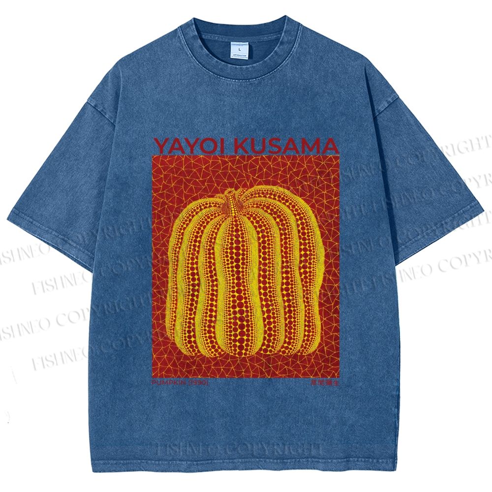 Unisex Yayoi Kusama Pumpkin Printed Washed Tee
