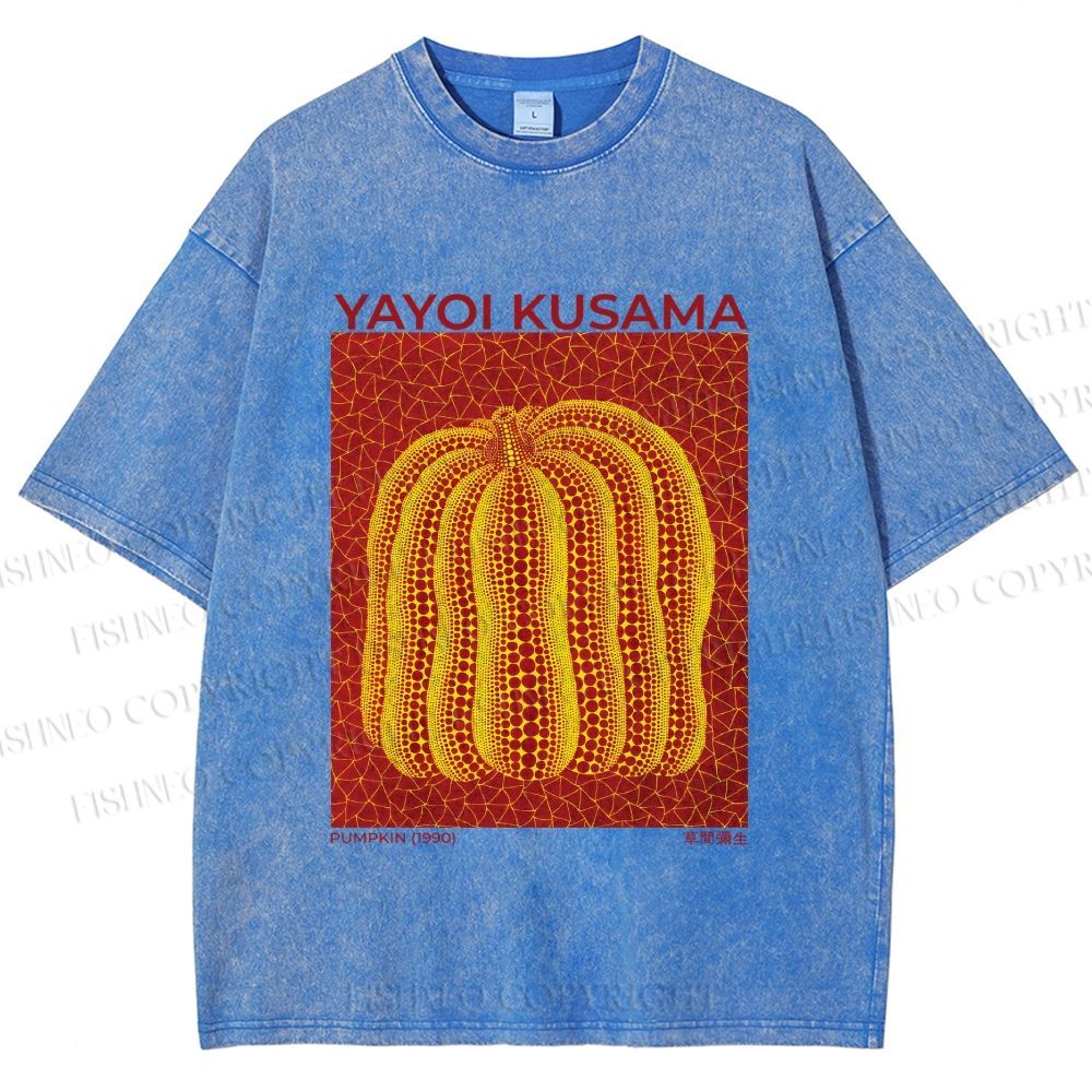 Unisex Yayoi Kusama Pumpkin Printed Washed Tee