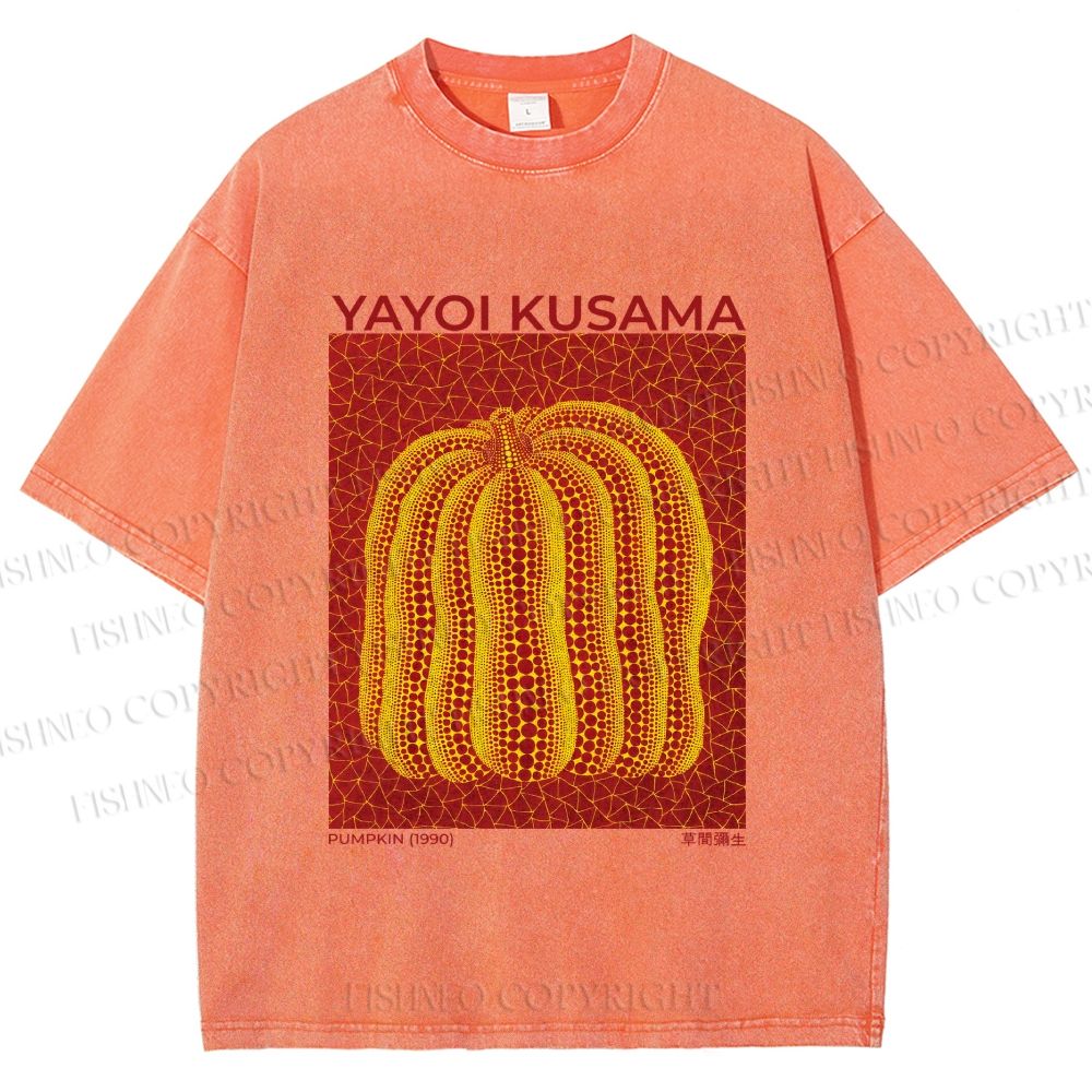 Unisex Yayoi Kusama Pumpkin Printed Washed Tee